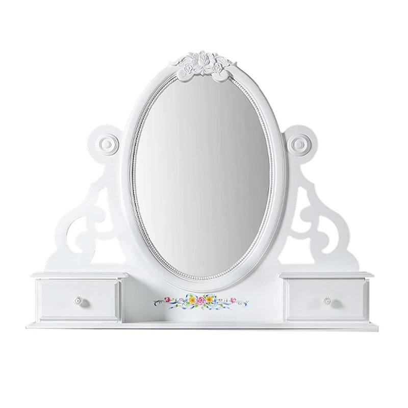 Flora 47"x38" Mirror w/Jewlery, White Finish Acme