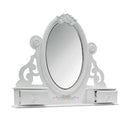 Flora 47"x38" Mirror w/Jewlery, White Finish Acme