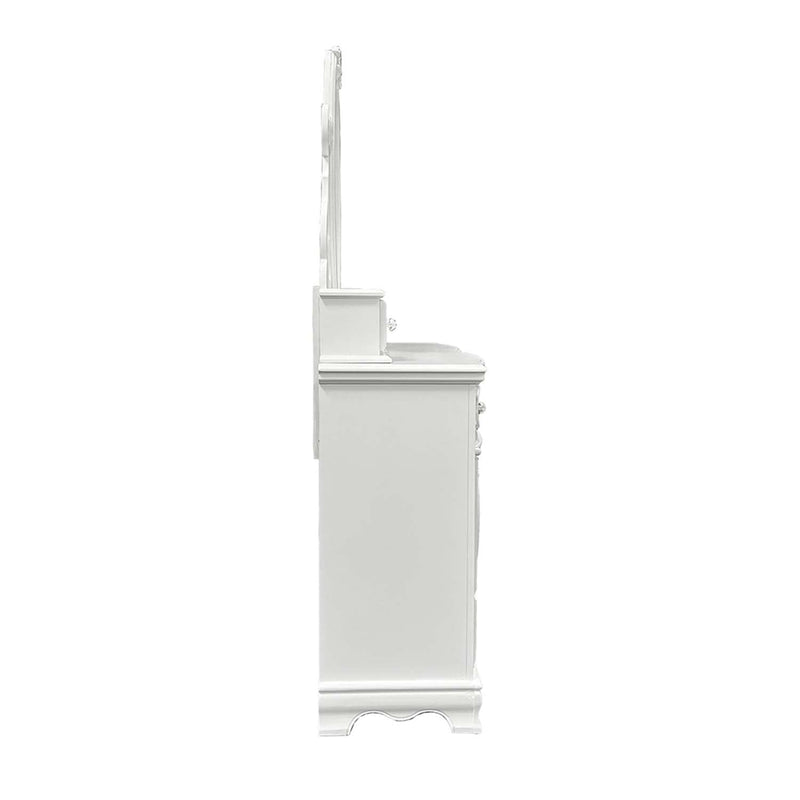 Flora 47"x38" Mirror w/Jewlery, White Finish Acme