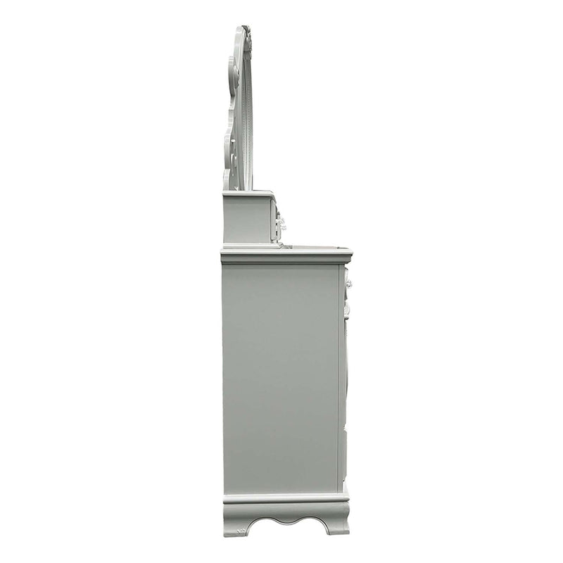 Flora 47"x38" Mirror w/Jewlery, Gray Finish Acme