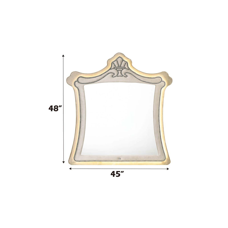 Lucienne 45"x48" Mirror w/Led, Beige Velvet Acme