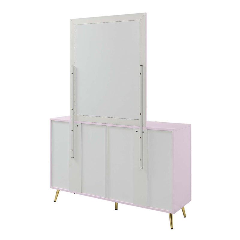 Gaines 34"x39" Mirror, Pink High Gloss Finish Acme
