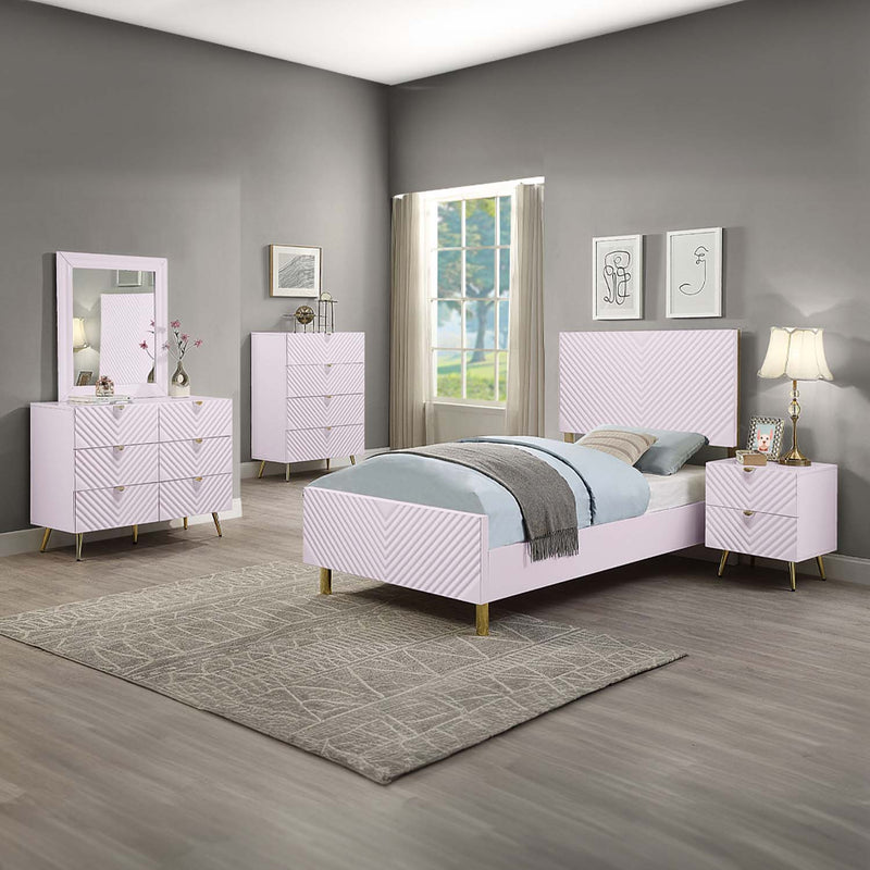 Gaines 34"x39" Mirror, Pink High Gloss Finish Acme