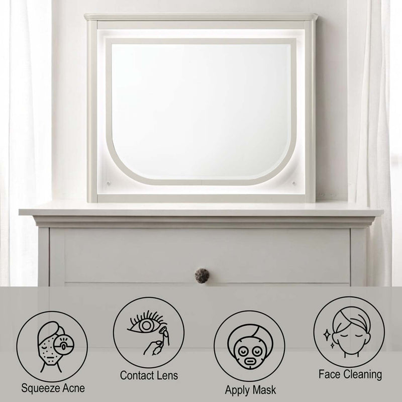 Laveda 45"x36" Mirror w/LED, Pearl White Finish Acme