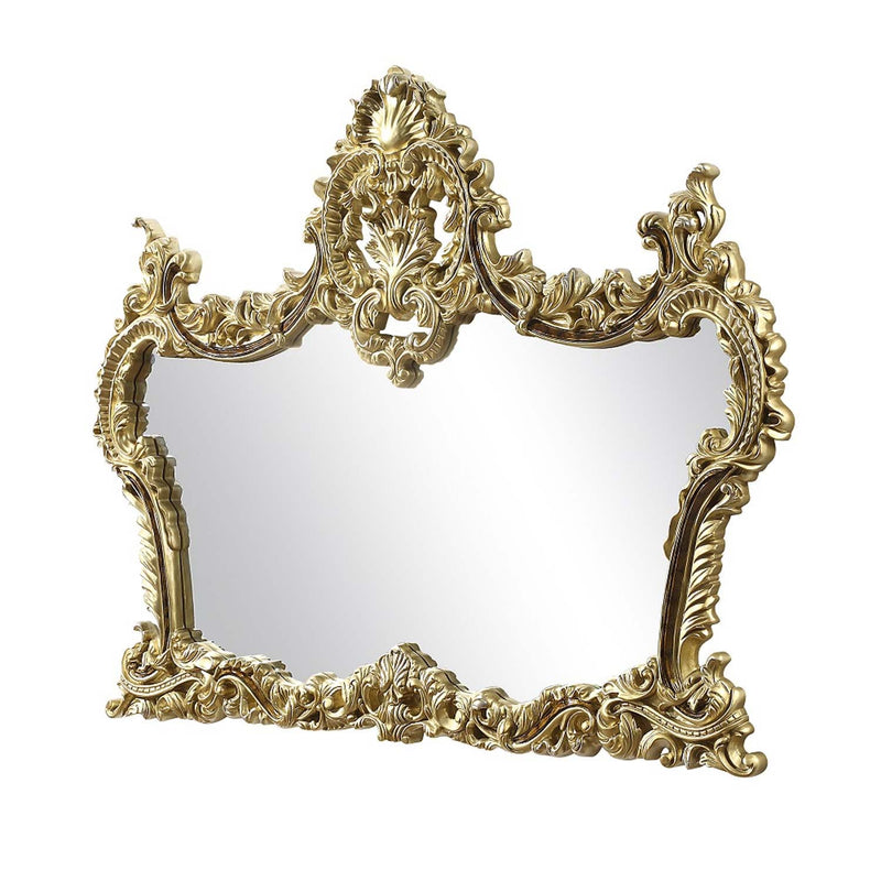 Desiderius 70"x56" Mirror, Antique Gold & Hand Painted Brown Finish Acme