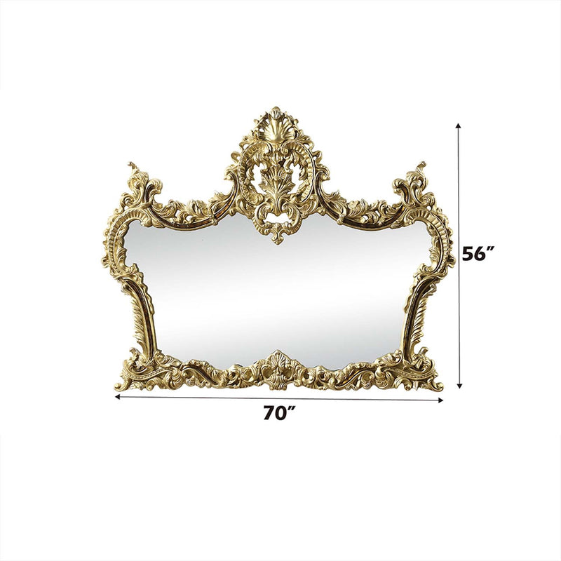Desiderius 70"x56" Mirror, Antique Gold & Hand Painted Brown Finish Acme