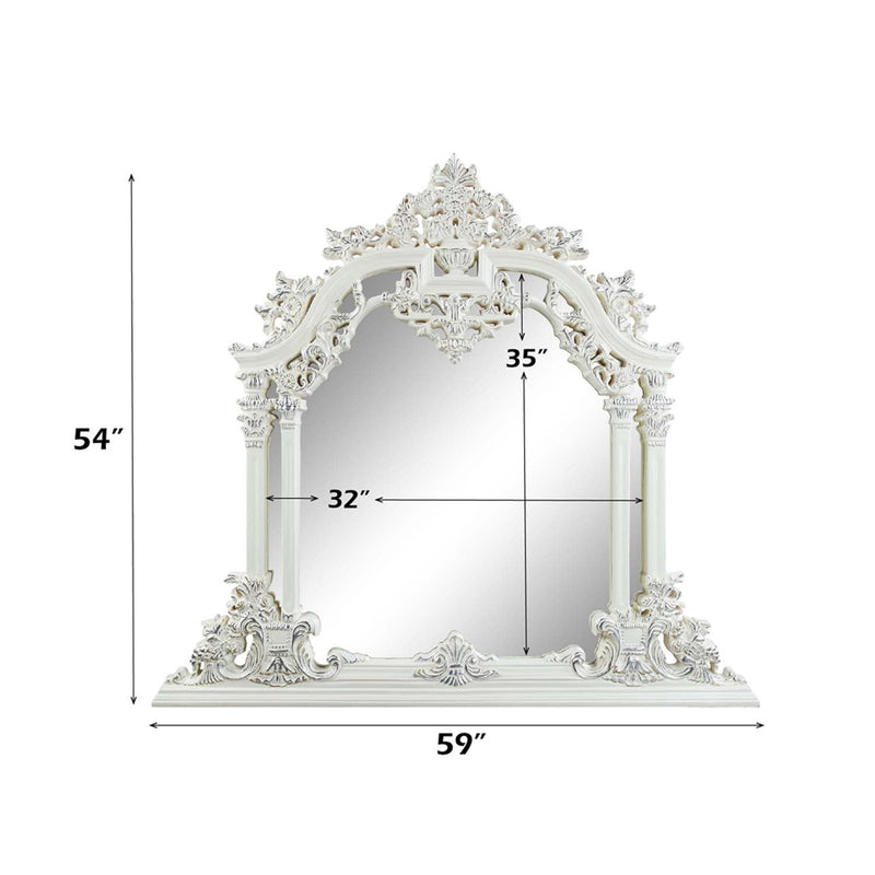 Vanaheim 59"x54" Mirror, Antique White Finish Acme