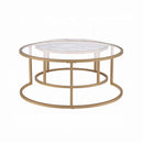 Shanish 2PC Nesting Table Set, Faux Marble Top & Gold Finish Acme