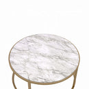 Shanish 2PC Nesting Table Set, Faux Marble Top & Gold Finish Acme