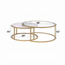 Shanish 2PC Nesting Table Set, Faux Marble Top & Gold Finish Acme