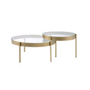 Andover 2PC Nesting Table Set, Clear Glass & Gold Finish Acme