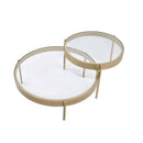Andover 2PC Nesting Table Set, Clear Glass & Gold Finish Acme