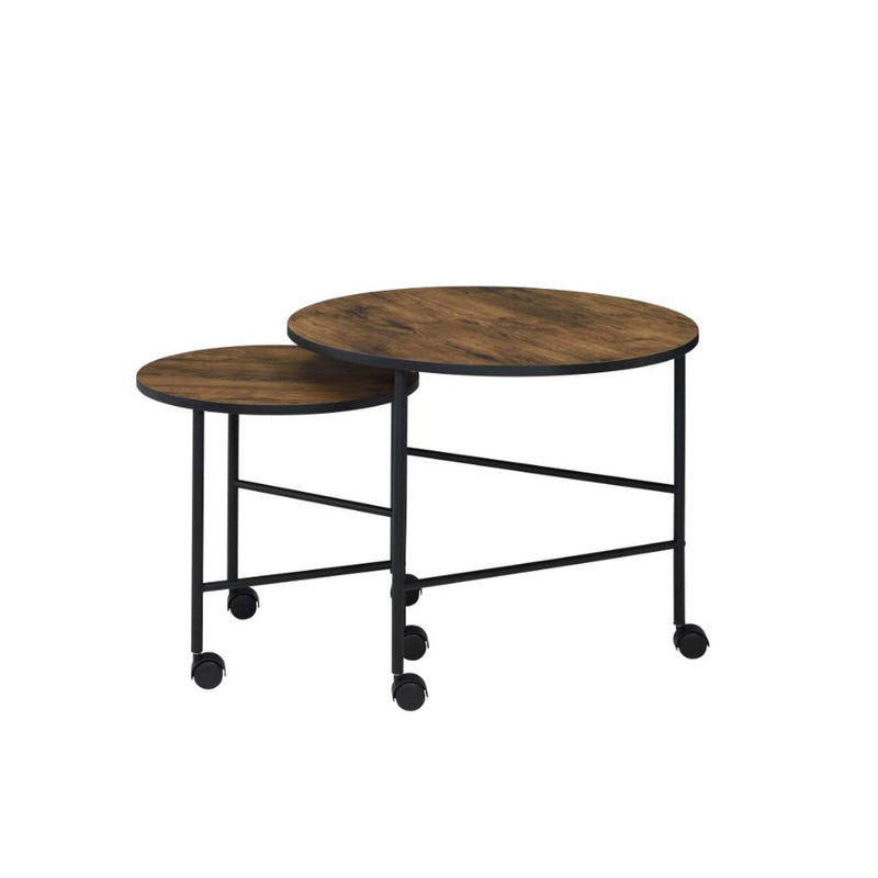 Oblis 2PC Nesting Table Set, Vintage Oak Finish Acme
