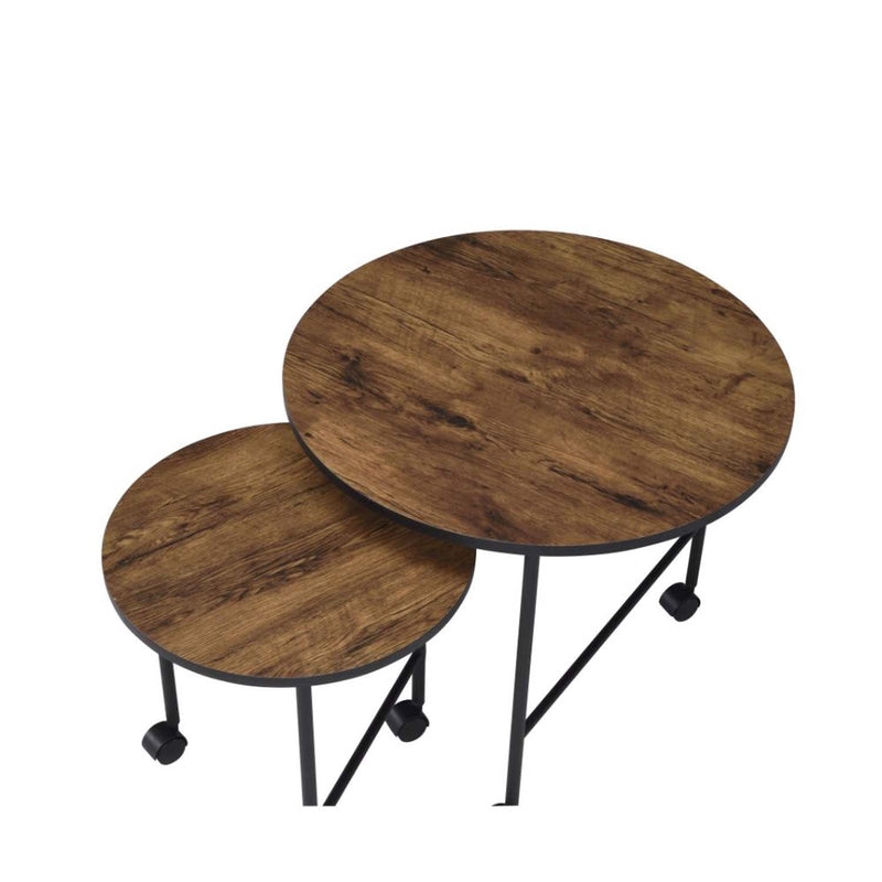 Oblis 2PC Nesting Table Set, Vintage Oak Finish Acme