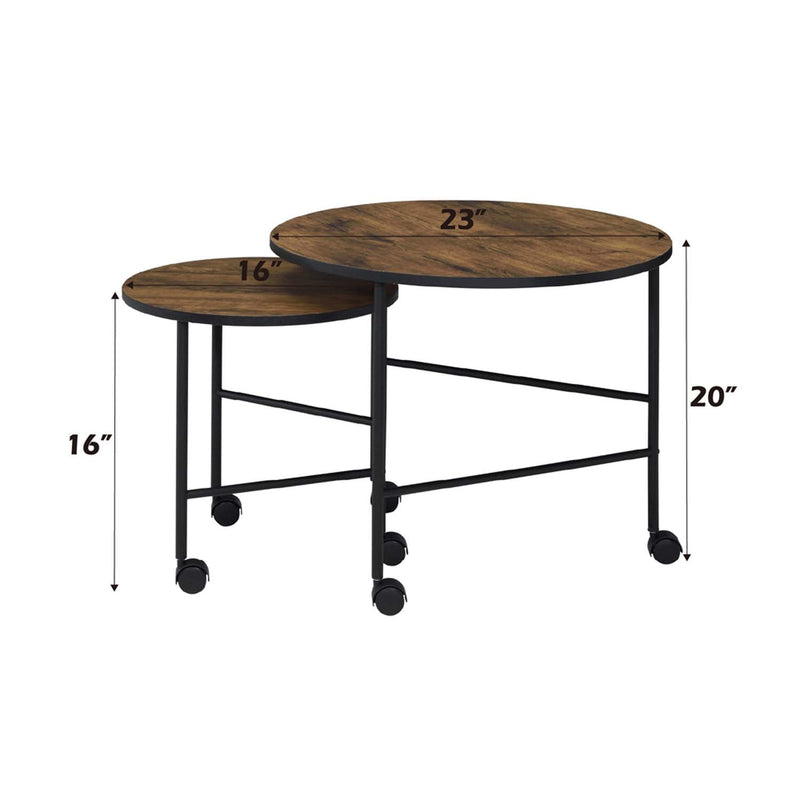 Oblis 2PC Nesting Table Set, Vintage Oak Finish Acme