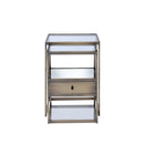 Enca 2PC Nesting Table Set, Clear Glass & Antique Brass Finish Acme