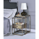 Enca 2PC Nesting Table Set, Clear Glass & Antique Brass Finish Acme