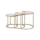 Anpay 2PC Nesting Table Set, Faux Marble Top & Gold Finish Acme