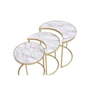 Anpay 2PC Nesting Table Set, Faux Marble Top & Gold Finish Acme