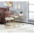 Anpay 2PC Nesting Table Set, Faux Marble Top & Gold Finish Acme