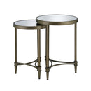 Aditya Nesting Table, Mirrored & Antique Brass Finish Acme