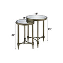 Aditya Nesting Table, Mirrored & Antique Brass Finish Acme