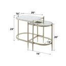 Zaba Nesting Table, Glass Top & Silver Finish Acme