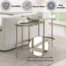 Zaba Nesting Table, Glass Top & Silver Finish Acme