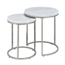 Zaidee 2PC Nesting Table Set, Marble Top & Nickel Finish Acme