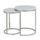 Zaidee 2PC Nesting Table Set, Marble Top & Nickel Finish Acme