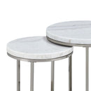 Zaidee 2PC Nesting Table Set, Marble Top & Nickel Finish Acme