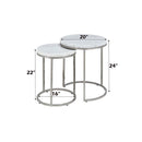 Zaidee 2PC Nesting Table Set, Marble Top & Nickel Finish Acme