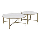 Zaidee 2PC Nesting Table Set, Natural Marble Top & Nickel Finish Acme