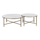 Zaidee 2PC Nesting Table Set, Natural Marble Top & Nickel Finish Acme