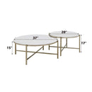 Zaidee 2PC Nesting Table Set, Natural Marble Top & Nickel Finish Acme