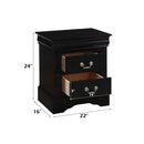 Louis Philippe III Nightstand, Black Finish Acme