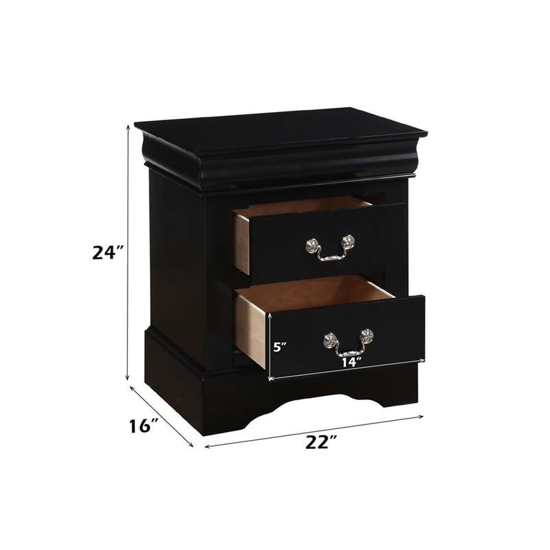 Louis Philippe III Nightstand, Black Finish Acme