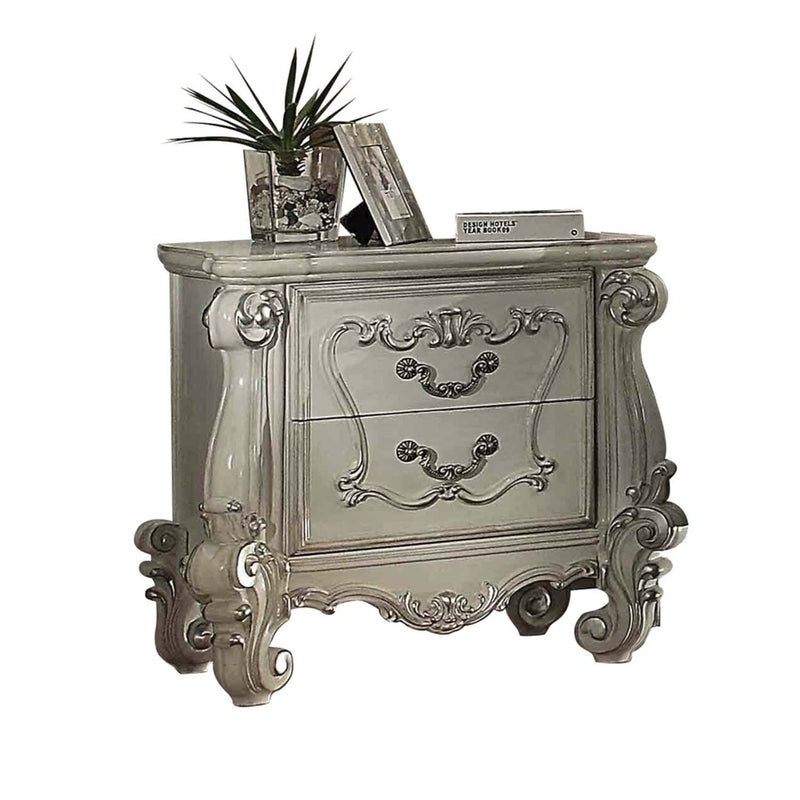 Versailles Nightstand, Bone White Finish Acme