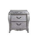 Leonora Nightstand, Vintage Platinum Acme
