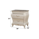 Chantelle Nightstand w/Marble Top, Pearl White Finish Acme