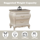 Chantelle Nightstand w/Marble Top, Pearl White Finish Acme