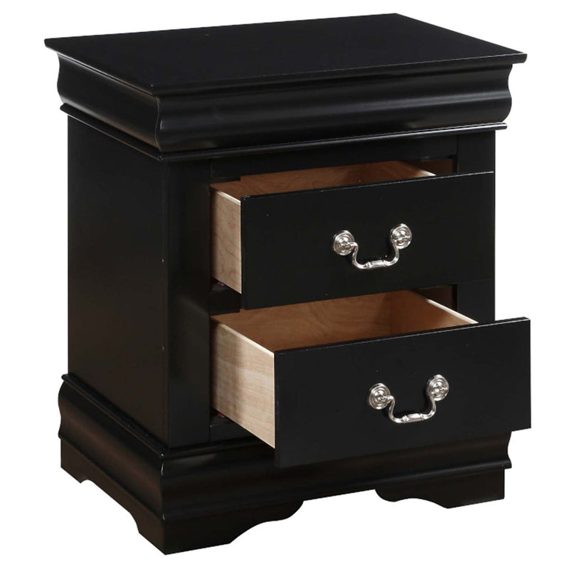 Louis Philippe Nightstand, Black Finish Acme