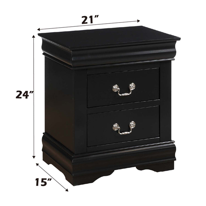 Louis Philippe Nightstand, Black Finish Acme
