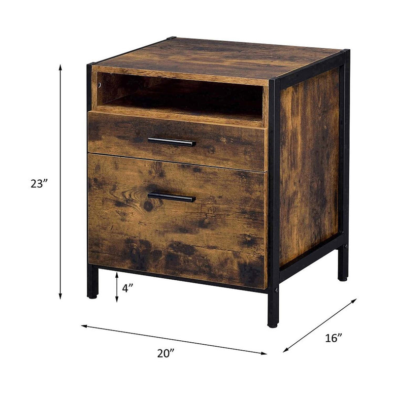 Juvanth Nightstand, Rustic Oak & Black Finish Acme