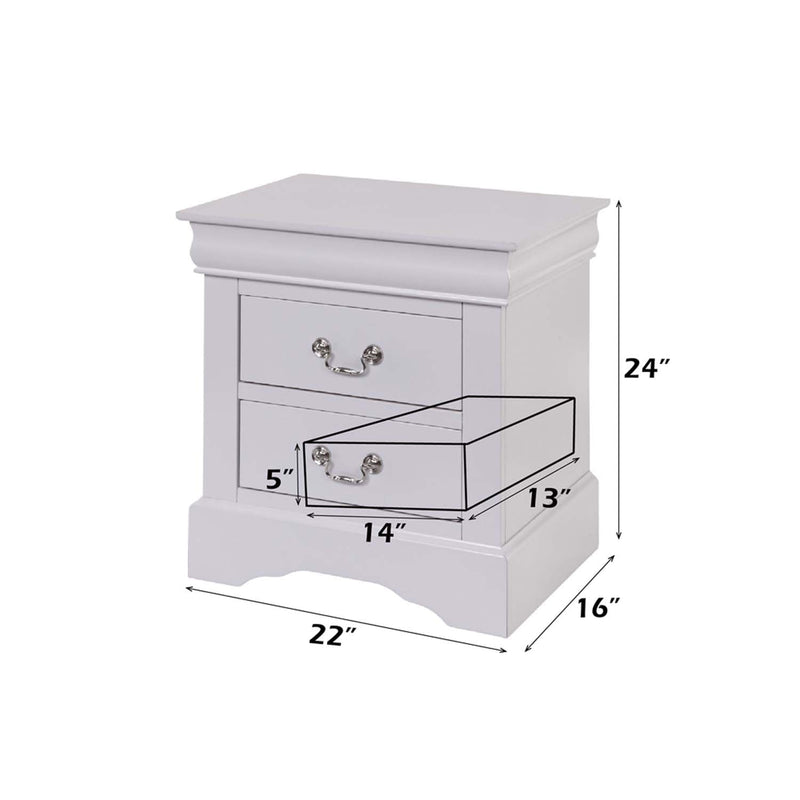 Louis Philippe III Nightstand, White Finish Acme