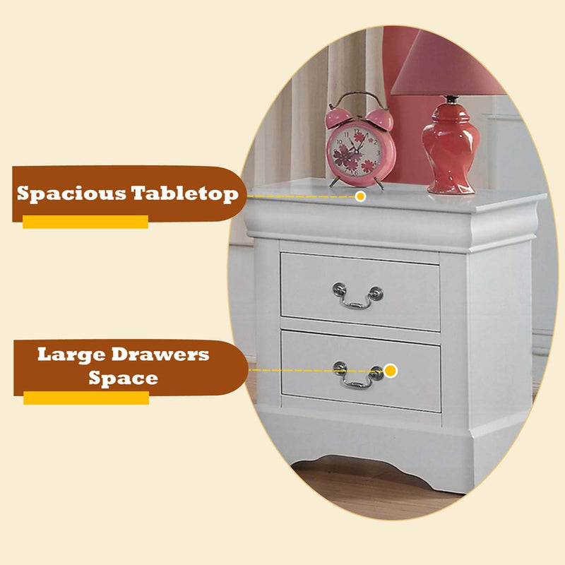Louis Philippe III Nightstand, White Finish Acme