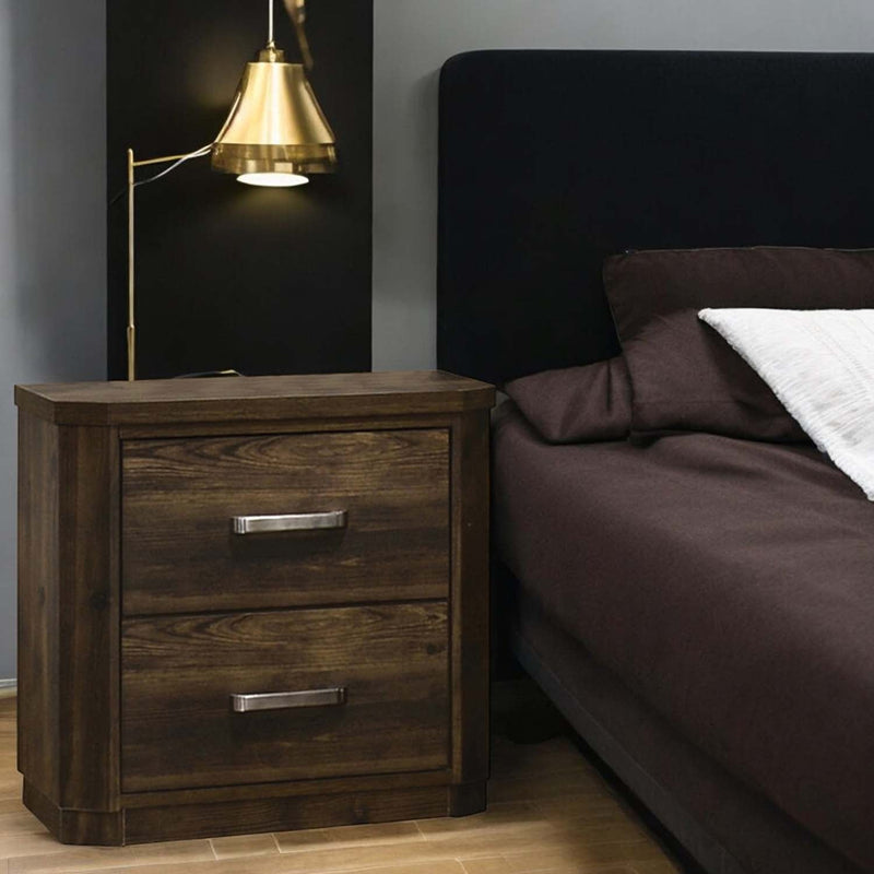 Elettra Nightstand, Rustic Walnut Finish Acme
