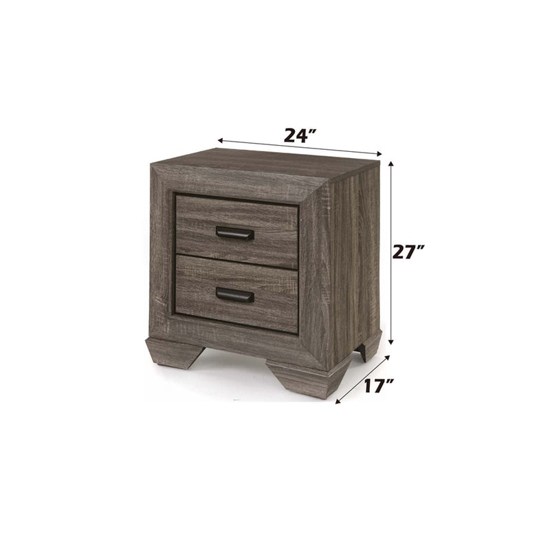 Lyndon Nightstand, Weathered Gray Grain Finish Acme