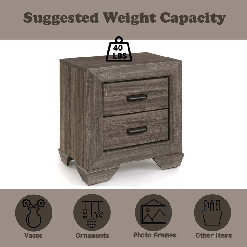 Lyndon Nightstand, Weathered Gray Grain Finish Acme