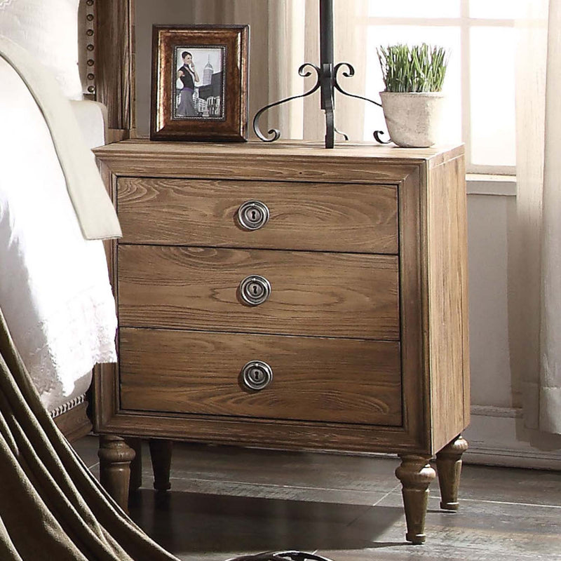 Inverness Nightstand, Reclaimed Oak Finish Acme